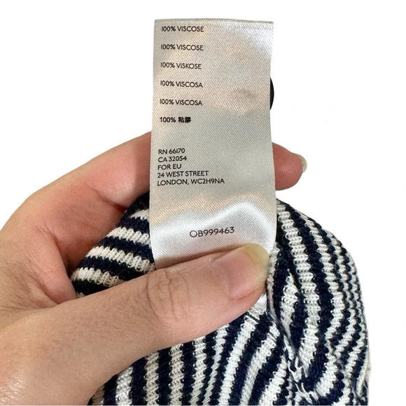 Anthropologie Krissy Striped Cold Shoulder Cardigan Navy - Picture 8 of 8